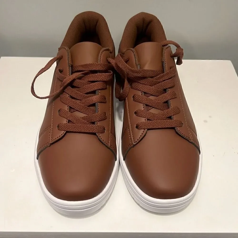 Unbranded Men's Brown Fashion Classic Solid Lace Up Sneaker Shoes Size 39